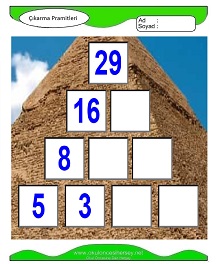 okul öncesi çocuklar için Çıkarma Pramidi çalışma sayfaları